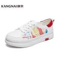康奈女鞋 秋季新款女士休闲鞋新款圆头板鞋女韩版百搭学生拼色小白鞋女15186017
