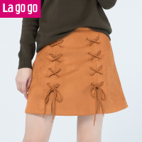 Lagogo2017秋冬季新款时尚半身裙女高腰A字裙短款小半裙chic潮_1 155/S/36 驼色