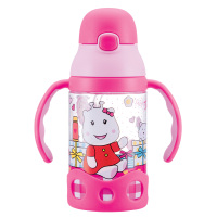 小比咔（pinkah）带重力球婴儿吸管杯宝宝耐摔防漏塑料喝水杯带手柄学饮杯400ml TMY-4267（粉色）