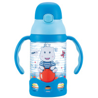 小比咔（pinkah）带重力球婴儿吸管杯宝宝耐摔防漏塑料喝水杯带手柄学饮杯400ml TMY-4267（蓝色）