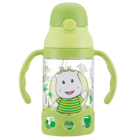 小比咔（pinkah）带重力球婴儿吸管杯宝宝耐摔防漏塑料喝水杯带手柄学饮杯400ml TMY-4267（绿色）