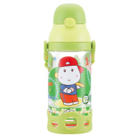 小比咔（pinkah）防喷儿童水杯宝宝婴儿学饮杯带吸管背带学生便携塑料杯500ml TMY-4268（绿色）
