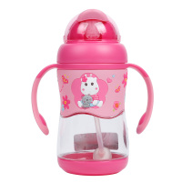 小比咔（pinkah）儿童吸管杯带手柄背带 宝宝学饮杯带吊球 婴儿防漏喝水杯400ml TMY-4159（粉色）