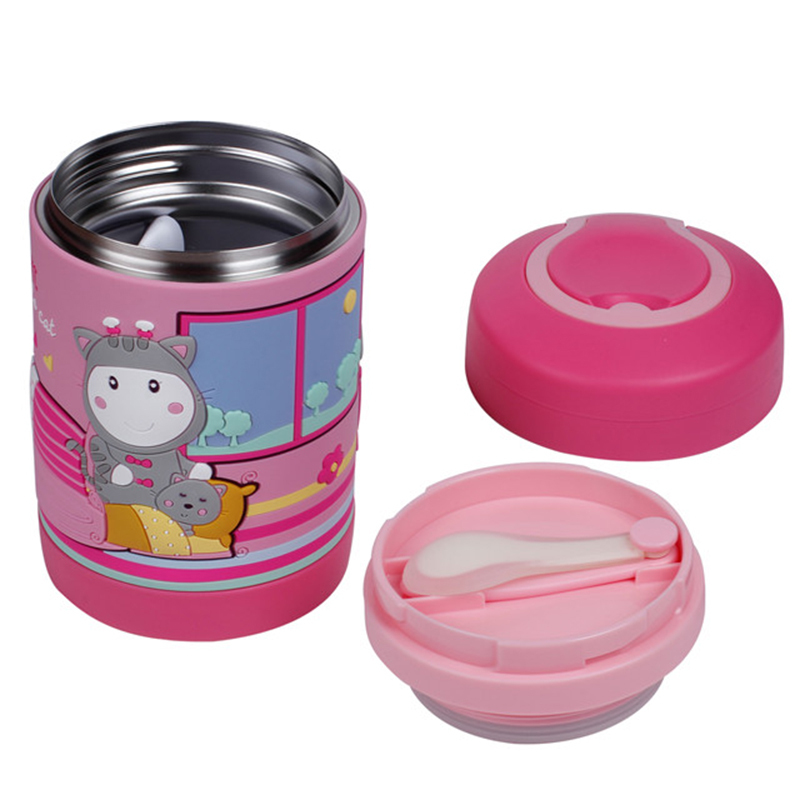 小比咔（pinkah）儿童便携便当盒 焖烧杯316L不锈钢保温杯便携焖烧壶焖烧罐430ml TMY-3343（粉色）