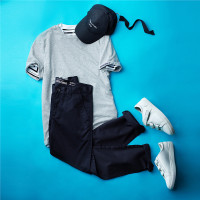 佐丹奴裤子男装简约素色纯棉修身窄脚休闲裤01117074