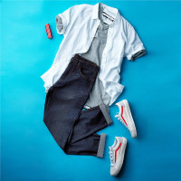 佐丹奴裤子男装精工猫须洗水纯棉窄脚牛仔裤01117046