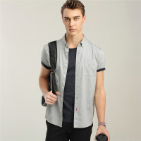 佐丹奴衬衫男装牛津纺纯棉单标袋修身短袖衬衫01048205