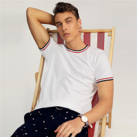 佐丹奴T恤男装珠地纯棉拼色圆领短袖T恤01028201