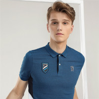 佐丹奴Polo男装蓝白撞色刺绣修身弹力珠地布短袖POLO93018033