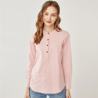 佐丹奴衬衫女装法兰绒纯棉亨利领长袖衬衫13348702