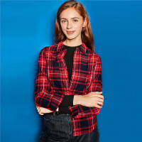 佐丹奴衬衫女装法兰绒纯棉长袖休闲衬衫13348701