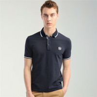 佐丹奴Polo男装狮王刺绣弹力珠地布修身短袖POLO90016242