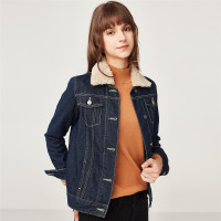 佐丹奴外套女装可拆仿羊羔绒领牛仔夹克05378032