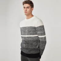 佐丹奴男加厚毛衣 男半高领段染棉纱毛线衣 男全棉针织衫01058624