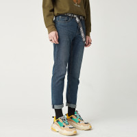 佐丹奴BSX男牛仔裤 潮牌VON金属头像配腰带男士牛仔长裤 04118056