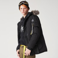 佐丹奴BSX外套男装VON头像胶章撞色织带可拆毛领羽绒服04078621