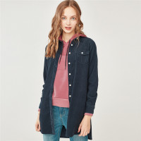 佐丹奴裙子女装灯芯绒纯棉长袖衬衫连衣裙90348609