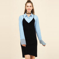 佐丹奴吊带连衣裙 纯色加厚V领针织裙 新款女装背心裙子 05467066