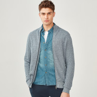 佐丹奴针织开衫 男装精梳纯棉毛衣外套 男士半高领毛线衣01058619