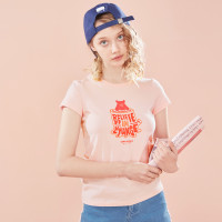 佐丹奴小熊t恤女 新款英文字母印花T恤衫女 圆领体恤衫女13399202
