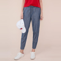 佐丹奴女牛仔九分裤 女装纯棉抽绳腰竖条纹9分牛仔裤子 05429002