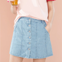 佐丹奴裙子 2019新款女装牛仔半身裙 纽扣门襟中腰牛仔裙13469212