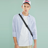 佐丹奴竖条纹衬衫 男装纯棉落肩袖衬衣 细条纹薄长袖衬衫01049484