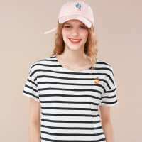 佐丹奴刺绣t恤女 新款宽松落肩袖T恤女 动物绣花圆领T恤 91329201