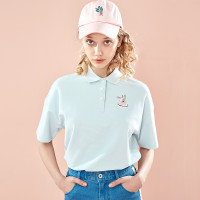 佐丹奴Polo衫女 女装动物刺绣短袖POLO 宽松弹力棉保罗衫13319203