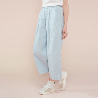 佐丹奴九分裤女 2019新款麻棉裤 天然麻棉中腰九分阔腿裤91429349