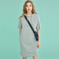 佐丹奴裙子女装撞色边纯棉连帽卫衣连衣裙05469491