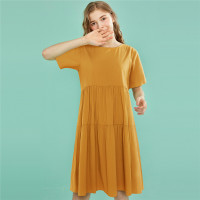 佐丹奴裙子女装纯棉圆领蛋糕连衣裙93467609