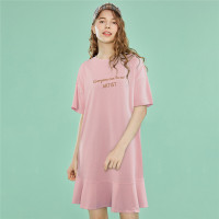 佐丹奴裙子女装荷叶下摆字母印花连衣裙96467610