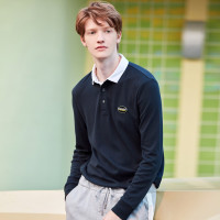 佐丹奴男女polo衫加厚翻领纯棉双面布绣章情侣厚实POLO衫01019780