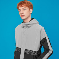 佐丹奴男薄款茄克衫字母印花男远足外套拼色连帽男夹克01079735