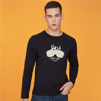 佐丹奴T恤衫男装字母印花上衣男纯棉圆领男生长袖t恤13099710