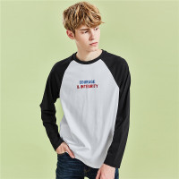 佐丹奴T恤男长袖新款男上衣牛角袖刺绣宽松圆领t恤01020782