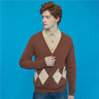 佐丹奴男针织外套精梳纯棉V领毛衣纽扣学院风针织开衫男13059801