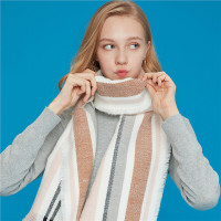 佐丹奴格子围巾女初秋新款女装时髦拼色条纹百搭围脖披肩05589601