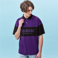 佐丹奴polo衫男装莱卡弹力棉落肩袖宽松拼色印花POLO衫男01010382