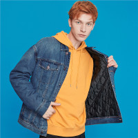 佐丹奴男士牛仔夹克短款明线装饰男装水洗夹棉厚工装外套01079737