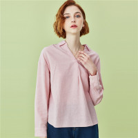 佐丹奴女麻棉衬衫女装天然麻棉衬衣女士05340006