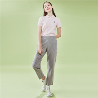 佐丹奴女微锥形裤女装竖条纹半橡筋腰九分裤女05410093