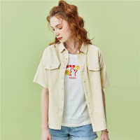 佐丹奴工装衬衫女装新款上衣女宽松口袋短袖衬衣女13340204