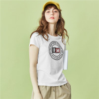 佐丹奴T恤衫女装新款字母印花上衣纯棉圆领短袖t恤13390202