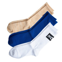 佐丹奴情侣袜子三对装男女同款袜字母提花拼色罗纹长筒袜13159006