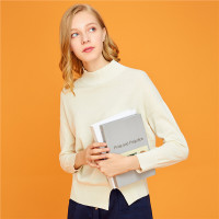 佐丹奴女士针织衫长袖宽松开叉下摆半高领毛线套头衫上衣13359806