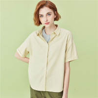 佐丹奴衬衫女装新款上衣女粉红色短袖女生衬衣13340201