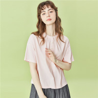 佐丹奴圆领衬衫女装新款半开衫女半开筒短袖衬衣女13340203