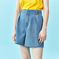 佐丹奴短裤女装夏季裤子花苞腰显瘦款纯棉高腰牛仔女短款05400336